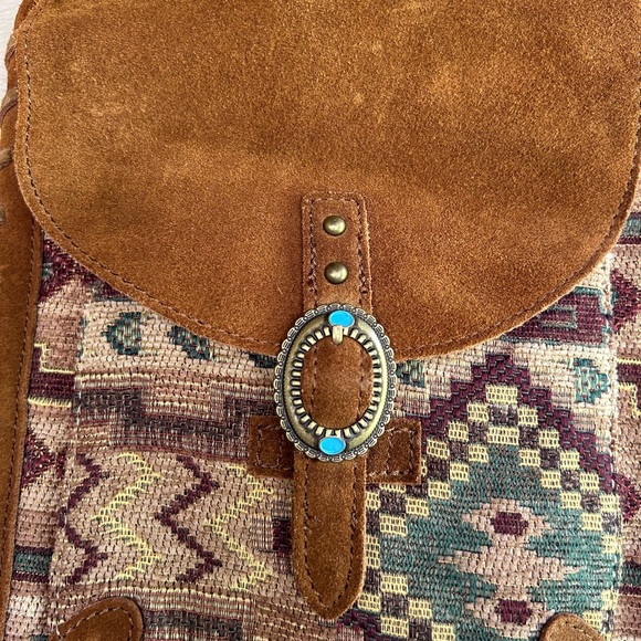 Lucky brand suede fleetwood crossbody southwestern pattern - Picture 8 of 9